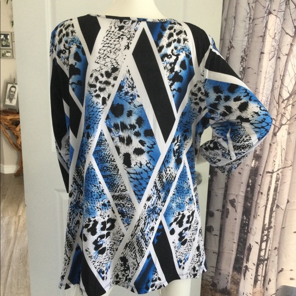 Alia 1x Tunic top leopard print geometric pattern - Picture 2 of 3